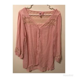 Dolled Up by Fang. Pink button up shirt.